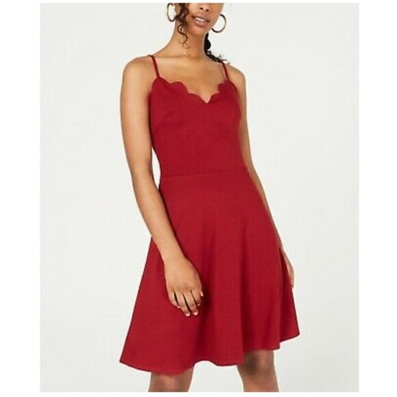 Rosie Harlow Red Scallop Flare Dress - Picture 1 of 12